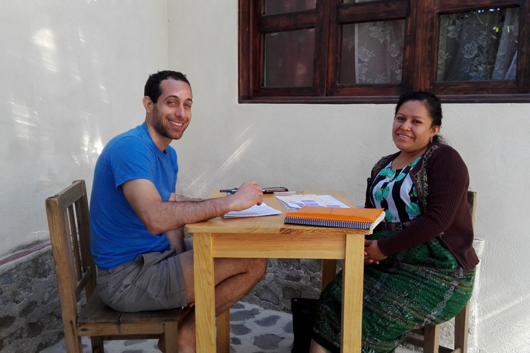 Private Spanish lesson at Lake Atitlan Student and local teacher duringg a private Spanish lesson in Santa Cruz La Laguna